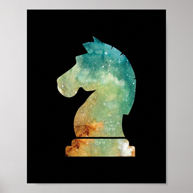 Poster Chess Player Horse Knight Chess (Devant)