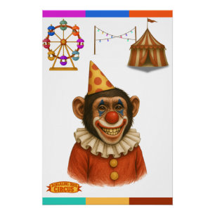 Poster Chester le clown chimpanzé