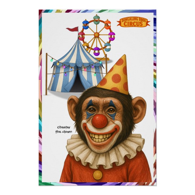 Poster Chester le clown chimpanzé (Devant)