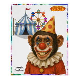 Poster Chester le clown chimpanzé