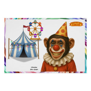 Poster Chester le clown chimpanzé