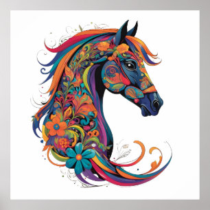 Poster Cheval abstrait coloré