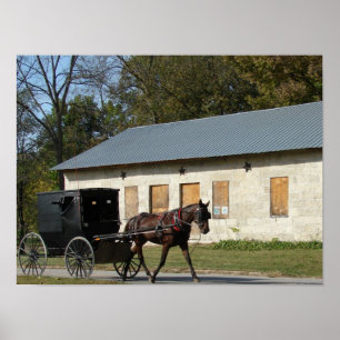 Poster Cheval Amish à Bentonsport, Iowa
