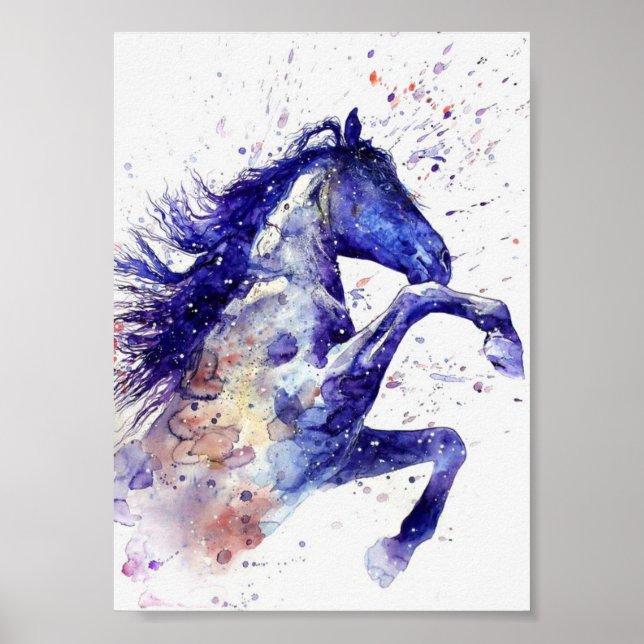 Poster Cheval aquarelle (Devant)