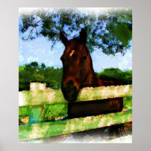 Poster Cheval Aquarelle Bonjour