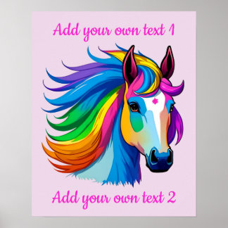 Poster Cheval Arc-en-ciel personnalisable