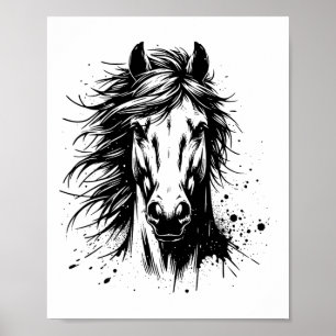 Poster Cheval Art Pour Hommes Femmes Cheval Portrait Eque