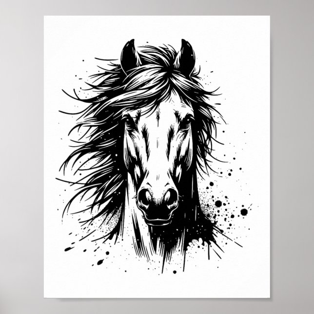 Poster Cheval Art Pour Hommes Femmes Cheval Portrait Eque (Devant)