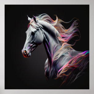 Poster Cheval blanc, Couleurs Abstraites, Mur d'impressio