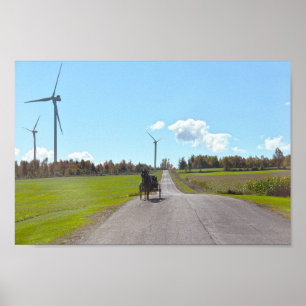 Poster Cheval Buggy et éolienne Turbines