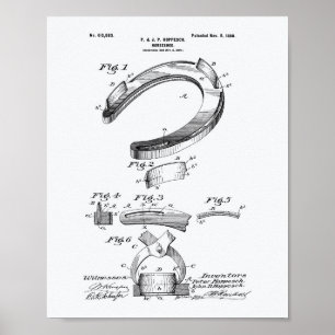 Poster Cheval Chaussure 1898 Brevet Art Livre blanc