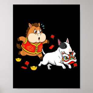 Poster Cheval Chinois Bull Terrier Enfants Hommes Femmes