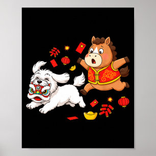 Poster Cheval Chinois Havanais Drôle Enfants Hommes Femme