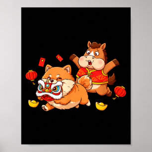 Poster Cheval Chinois Pomeranian Enfants Hommes Femmes Jo