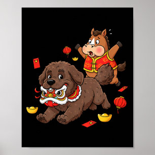 Poster Cheval Chinois Terre-Neuve Enfants Hommes Femmes H