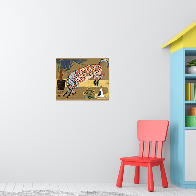 Poster Cheval clown, peinture d'art, (Pépinière 1)