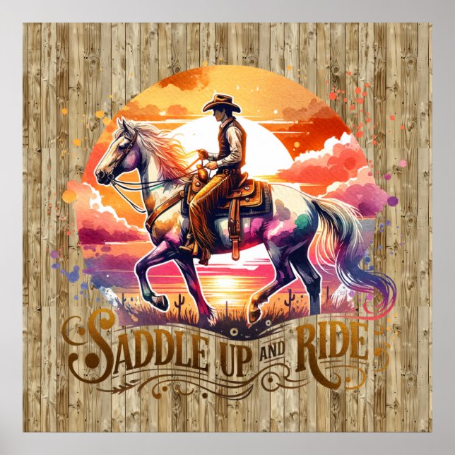 Poster cheval cool cheval de selle Western (Devant)