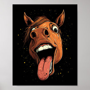Poster Cheval cool Montrant Langue Chevaux Équitation À C
