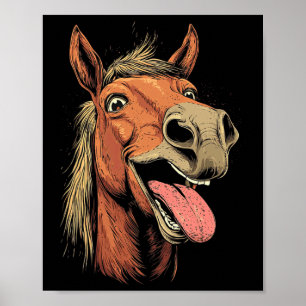 Poster Cheval cool Montrant Langue Chevaux Équitation À C