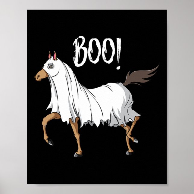 Poster Cheval Costume fantôme Amusant Equestre Cheval Lov (Devant)