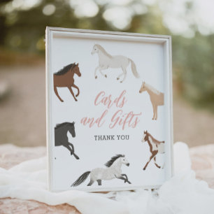 Poster Cheval Cowgirl équestre cartes et cadeaux d'annive