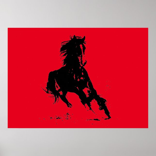 Poster Cheval d'art pop rouge (Devant)