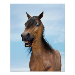 Poster Cheval de baie souriant heureux