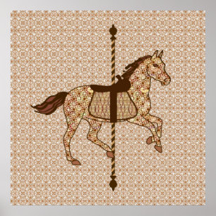 Poster Cheval de carrousel - Chocolat Brown et Tan