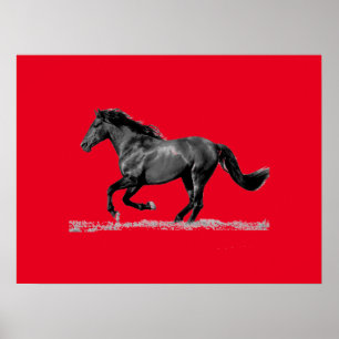 Poster Cheval de course Red Grey Pop Art