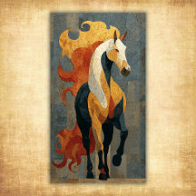 Cheval de Feu Abstrait – Art Équestre Moderne Auda