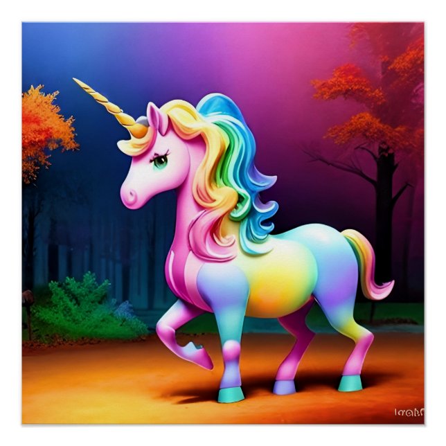 Poster Cheval de licorne blanche-37474 (Devant)