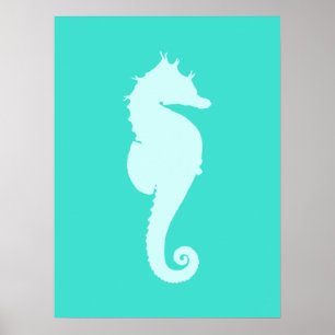 Poster Cheval de mer Turquoise