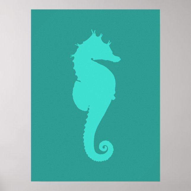 Poster Cheval de mer Turquoise (Devant)
