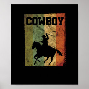 Poster Cheval de Rodéo Cowboy Vintage en détresse