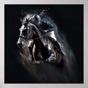 Poster Cheval de sport, Couleurs Abstraites, Mur d'impres