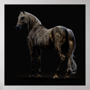 Poster Cheval de tatouage, Couleurs Abstraites, Mur d'imp