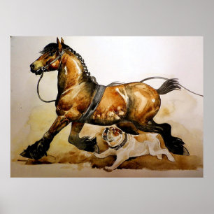 Poster Cheval de trait et copie d'affiche de bouledogue