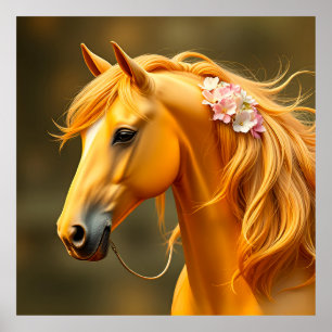 Poster Cheval doré à la crinière ondoyante