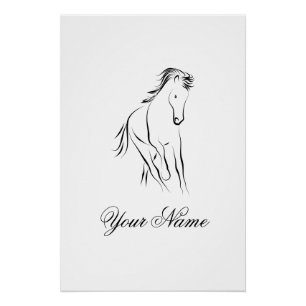Poster Cheval en couleur noire
