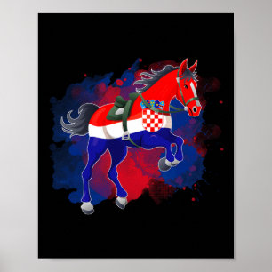 Poster Cheval équitation Croatie Drapeau