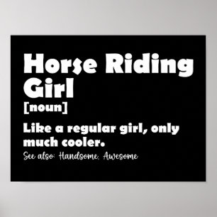 Poster Cheval équitation fille Définition Drôle Equestre 