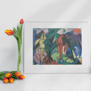 Poster Cheval et Aigle par Franz Marc, Art Cubisme Vintag