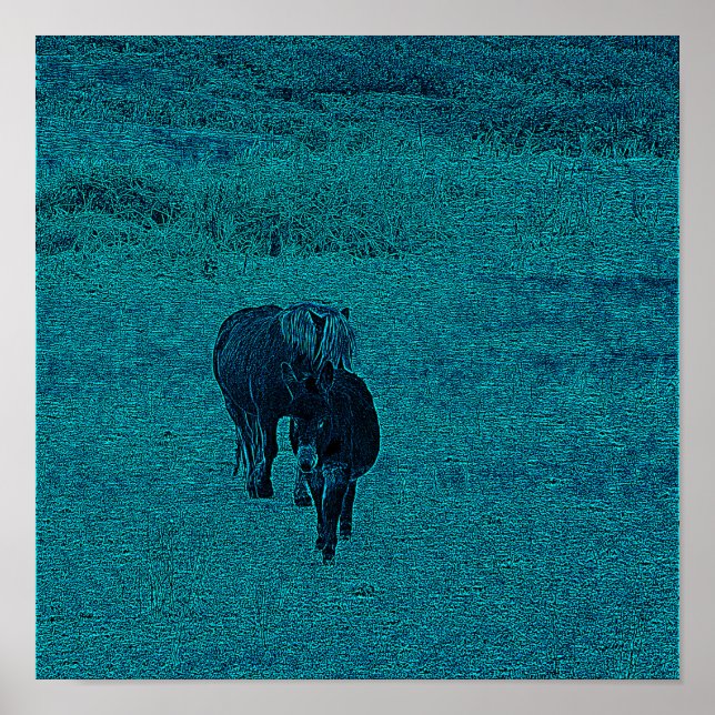 Poster Cheval et âne (Devant)