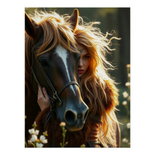 Poster Cheval et compagnon Imaginaire Art