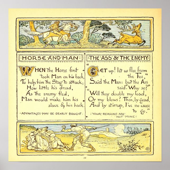 Poster Cheval et Man Walter Crane (Devant)