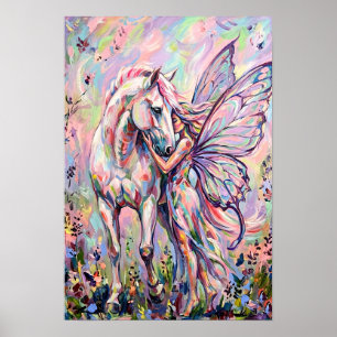 Poster cheval et papillon