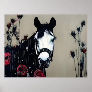Poster Cheval et Rose