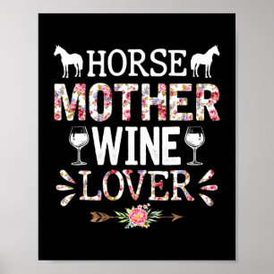 Poster Cheval Fête des Mères Cheval Mère Vin Louveur