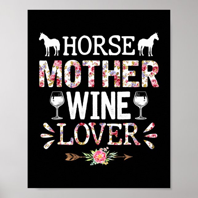 Poster Cheval Fête des Mères Cheval Mère Vin Louveur (Devant)