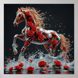 Poster Cheval floral